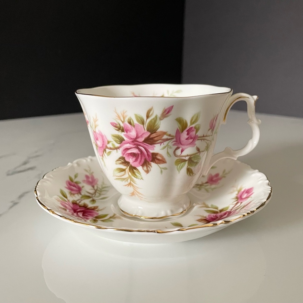 Romance Pink Roses Cup & Saucer by Royal Albert